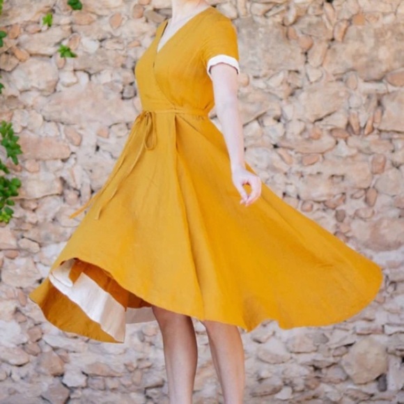 Son de Flor Mustard Wrap Dress - Picture 5 of 5